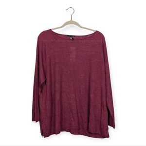Eileen Fisher Linen Top 2X Pink Organic Raglan Lightweight Knit Minimalist